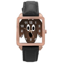 Dog Pup Animal Canine Brown Pet Rose Gold Leather Watch  by Nexatart