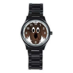 Dog Pup Animal Canine Brown Pet Stainless Steel Round Watch by Nexatart