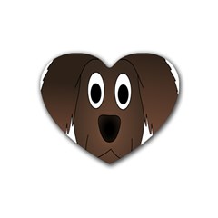 Dog Pup Animal Canine Brown Pet Rubber Coaster (heart)  by Nexatart