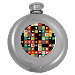 Colors On Black Round Hip Flask (5 Oz) by linceazul