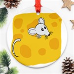 Rat Mouse Cheese Animal Mammal Ornament (Round) Front