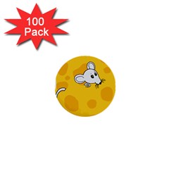 Rat Mouse Cheese Animal Mammal 1  Mini Buttons (100 Pack)  by Nexatart