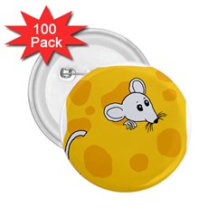 Rat Mouse Cheese Animal Mammal 2 25  Buttons (100 Pack)  by Nexatart