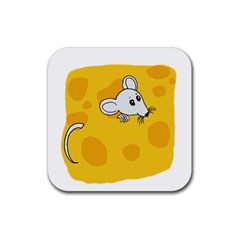 Rat Mouse Cheese Animal Mammal Rubber Coaster (square)  by Nexatart