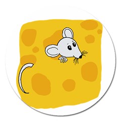 Rat Mouse Cheese Animal Mammal Magnet 5  (round) by Nexatart