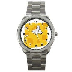 Rat Mouse Cheese Animal Mammal Sport Metal Watch by Nexatart