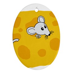 Rat Mouse Cheese Animal Mammal Oval Ornament (two Sides) by Nexatart