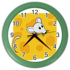 Rat Mouse Cheese Animal Mammal Color Wall Clocks by Nexatart