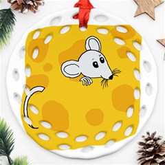 Rat Mouse Cheese Animal Mammal Round Filigree Ornament (two Sides) by Nexatart