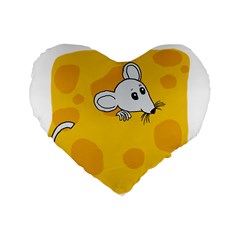 Rat Mouse Cheese Animal Mammal Standard 16  Premium Flano Heart Shape Cushions by Nexatart