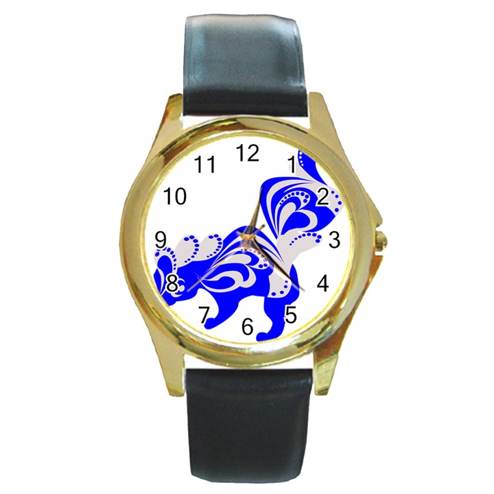 Skunk Animal Still From Round Gold Metal Watch