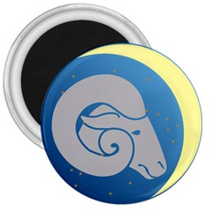 Ram Zodiac Sign Zodiac Moon Star 3  Magnets by Nexatart