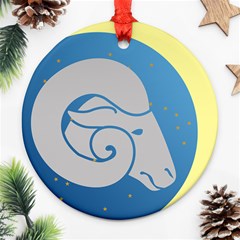 Ram Zodiac Sign Zodiac Moon Star Ornament (round) by Nexatart