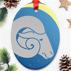 Ram Zodiac Sign Zodiac Moon Star Ornament (oval) by Nexatart