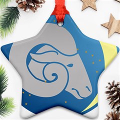 Ram Zodiac Sign Zodiac Moon Star Ornament (star) by Nexatart