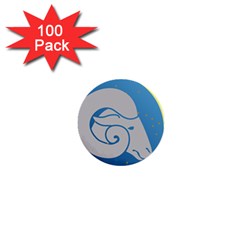 Ram Zodiac Sign Zodiac Moon Star 1  Mini Buttons (100 Pack)  by Nexatart