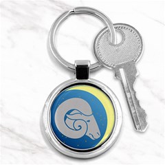 Ram Zodiac Sign Zodiac Moon Star Key Chains (round)  by Nexatart