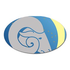 Ram Zodiac Sign Zodiac Moon Star Oval Magnet by Nexatart