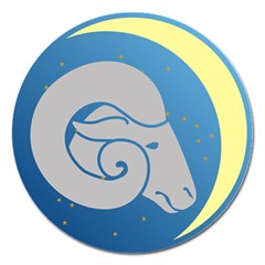 Ram Zodiac Sign Zodiac Moon Star Magnet 5  (round) by Nexatart