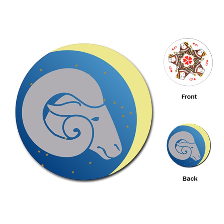 Ram Zodiac Sign Zodiac Moon Star Playing Cards (Round) 