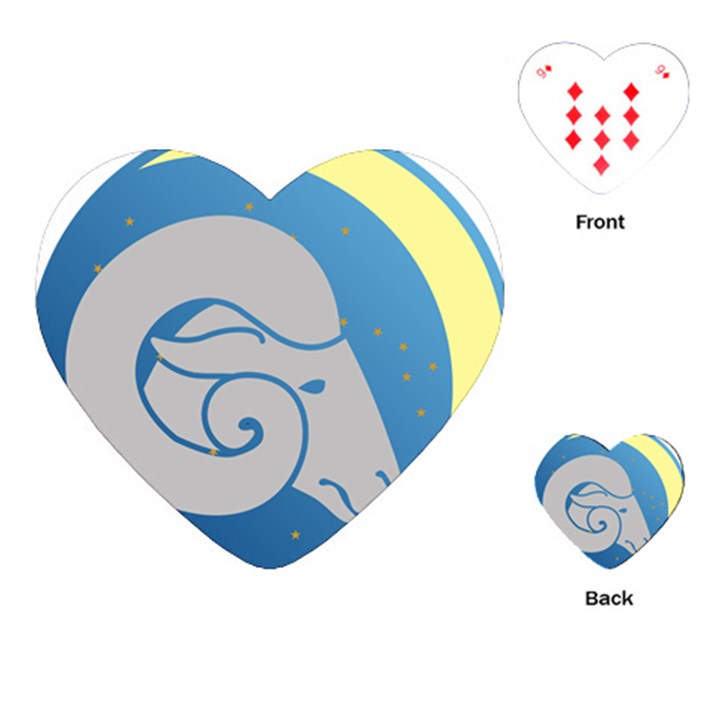 Ram Zodiac Sign Zodiac Moon Star Playing Cards (Heart) 