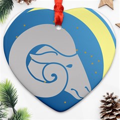 Ram Zodiac Sign Zodiac Moon Star Heart Ornament (two Sides) by Nexatart