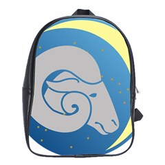 Ram Zodiac Sign Zodiac Moon Star School Bag (large) by Nexatart