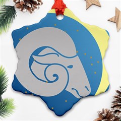 Ram Zodiac Sign Zodiac Moon Star Ornament (snowflake) by Nexatart