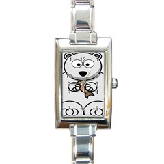 Bear Polar Bear Arctic Fish Mammal Rectangle Italian Charm Watch by Nexatart