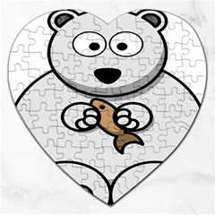 Bear Polar Bear Arctic Fish Mammal Jigsaw Puzzle (heart) by Nexatart