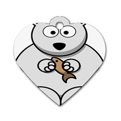 Bear Polar Bear Arctic Fish Mammal Dog Tag Heart (two Sides) by Nexatart