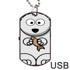 Bear Polar Bear Arctic Fish Mammal Dog Tag Usb Flash (two Sides) by Nexatart