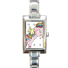 Unicorn Arociris Raimbow Magic Rectangle Italian Charm Watch by Nexatart