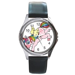 Unicorn Arociris Raimbow Magic Round Metal Watch by Nexatart