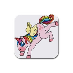 Unicorn Arociris Raimbow Magic Rubber Square Coaster (4 Pack)  by Nexatart