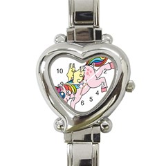 Unicorn Arociris Raimbow Magic Heart Italian Charm Watch by Nexatart