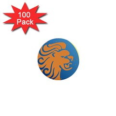 Lion Zodiac Sign Zodiac Moon Star 1  Mini Buttons (100 Pack)  by Nexatart