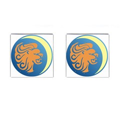 Lion Zodiac Sign Zodiac Moon Star Cufflinks (square) by Nexatart