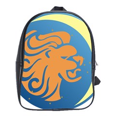 Lion Zodiac Sign Zodiac Moon Star School Bag (large) by Nexatart