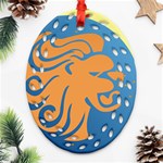 Lion Zodiac Sign Zodiac Moon Star Ornament (Oval Filigree) Front