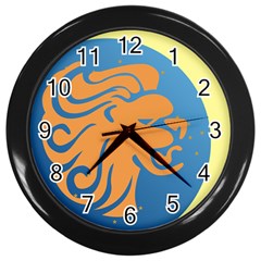 Lion Zodiac Sign Zodiac Moon Star Wall Clocks (black) by Nexatart