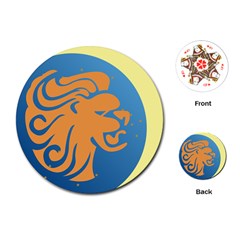 Lion Zodiac Sign Zodiac Moon Star Playing Cards (round)  by Nexatart