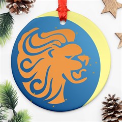 Lion Zodiac Sign Zodiac Moon Star Round Ornament (two Sides) by Nexatart