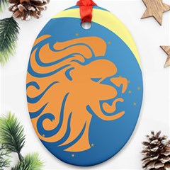 Lion Zodiac Sign Zodiac Moon Star Oval Ornament (two Sides) by Nexatart