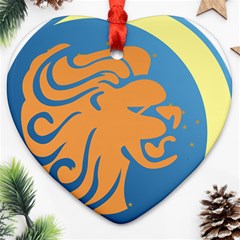 Lion Zodiac Sign Zodiac Moon Star Heart Ornament (two Sides) by Nexatart