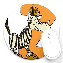 Zebra Animal Alphabet Z Wild Round Mousepads by Nexatart