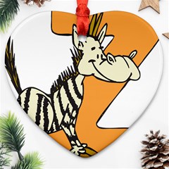 Zebra Animal Alphabet Z Wild Ornament (heart) by Nexatart