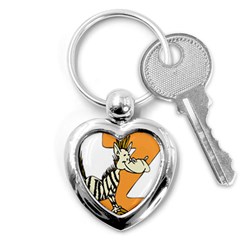 Zebra Animal Alphabet Z Wild Key Chains (heart)  by Nexatart