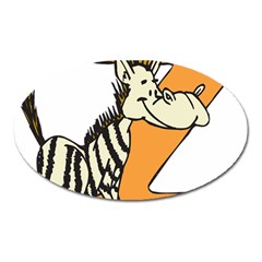 Zebra Animal Alphabet Z Wild Oval Magnet by Nexatart