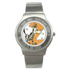 Zebra Animal Alphabet Z Wild Stainless Steel Watch by Nexatart